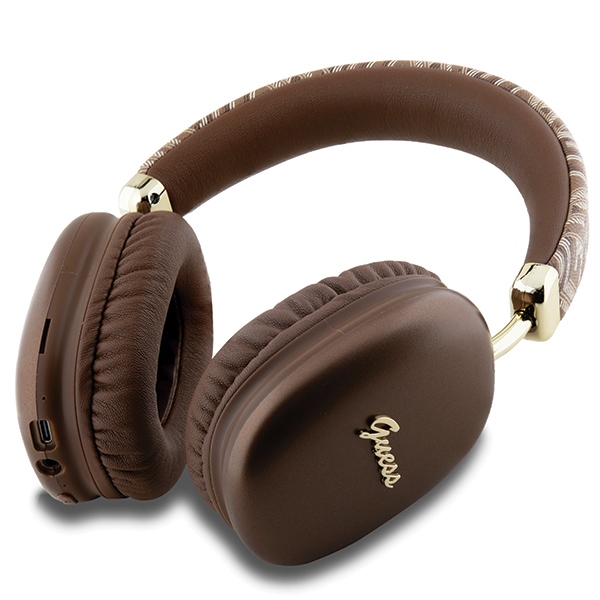 Guess GCube Metallic Script Logo Bluetooth virš ausies ausinės - ruda