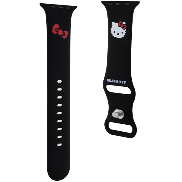 Hello Kitty silikoninis Kitty galvos dirželis skirtas Apple Watch 42/44/45/49mm – juodas