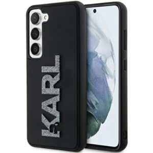Karl Lagerfeld 3D Rubber Glitter dėklas Galaxy S23 – juodas