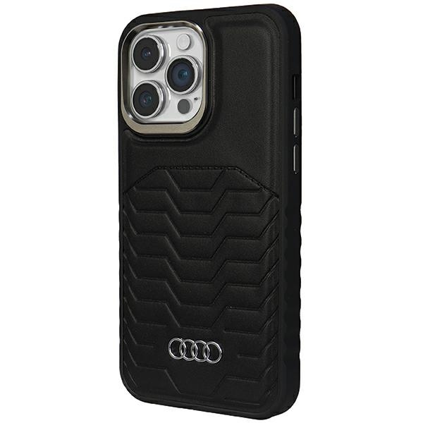 Audi MagSafe dėklas iPhone 14 Pro – juodas, eko oda