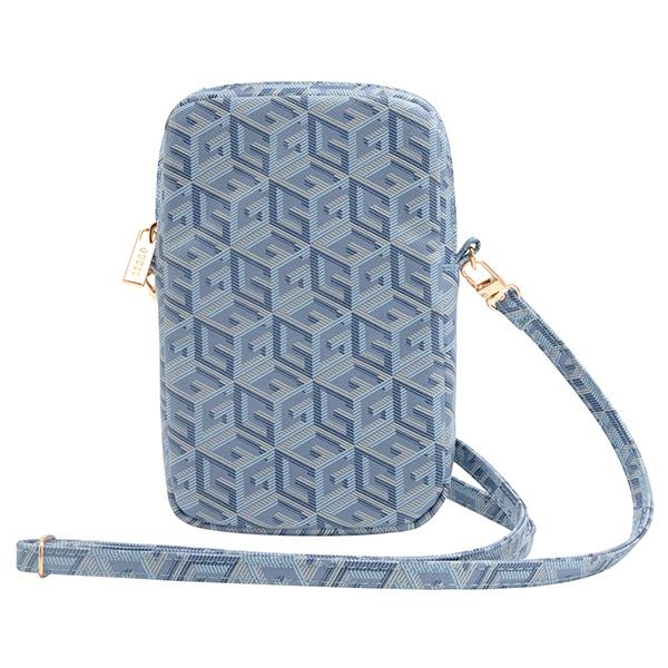 Guess Zip GCube Bottom Stripe telefono krepšys - mėlyna