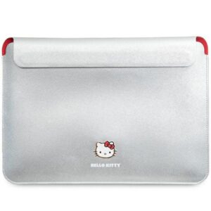 Hello Kitty PU Metal Logo dėklas 14" nešiojamajam kompiuteriui - sidabrinis