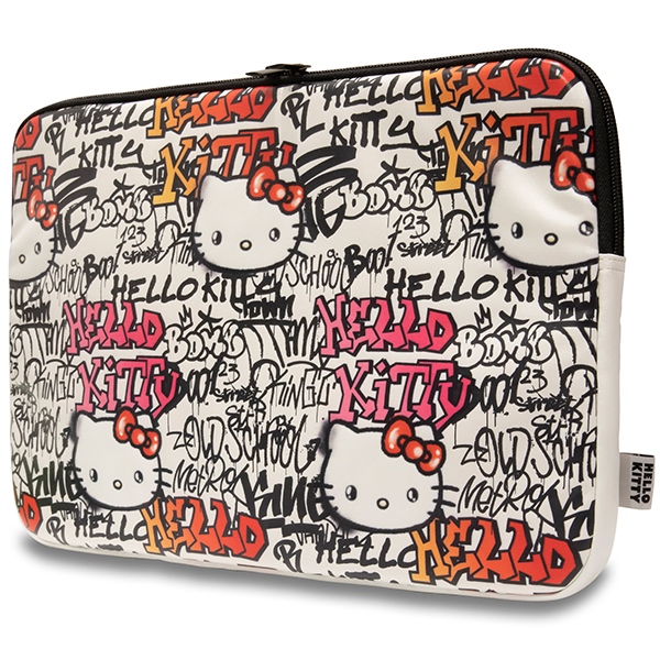 Hello Kitty PU Metal Logo dėklas 14" nešiojamajam kompiuteriui - smėlinis
