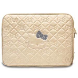 Hello Kitty Zip PU Quilted Bows dėklas 14" nešiojamajam kompiuteriui - auksinis