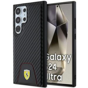 Ferrari Carbon Stitched Bottom dėklas S24 Ultra – juodas