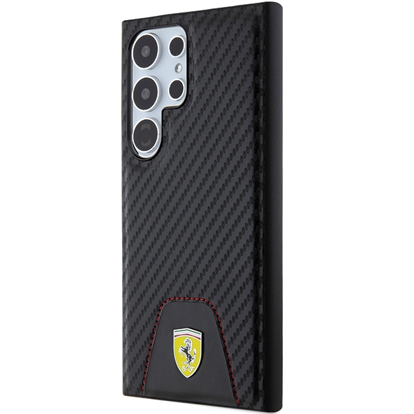 Ferrari Carbon Stitched Bottom dėklas S24 Ultra – juodas
