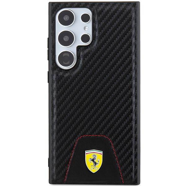 Ferrari Carbon Stitched Bottom dėklas S24 Ultra – juodas