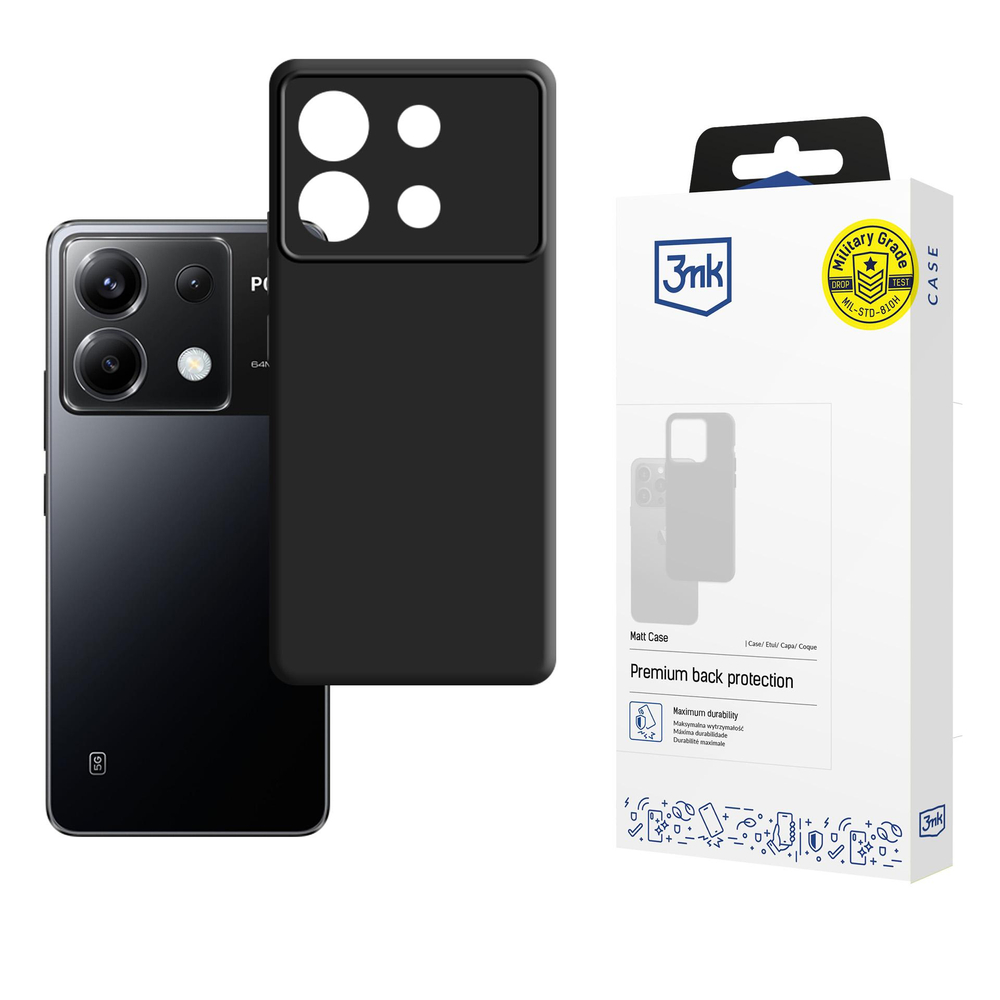 3mk matinis dėklas, skirtas Poco X6 5G - juodas
