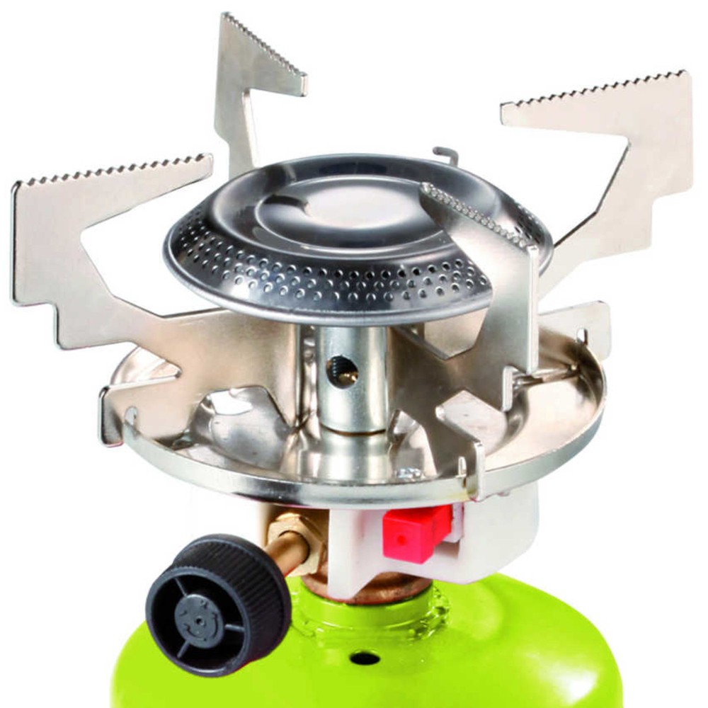 Dujų kempavimo virtuvas su pramušamais dujų balionėliais FOCUS, piezo uždegimas 1,4kW