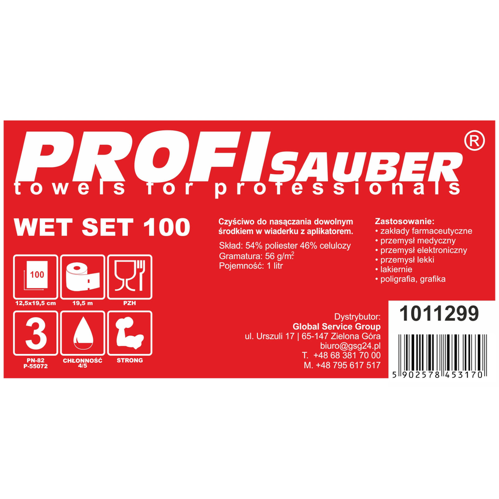 Šluosčiai drėkinimui inde su ProfiSauber WET SET 100 dispenseriu