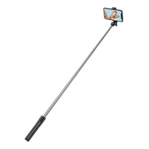 Selfie lazdelė WHS1Y teleskopinis trikojis 1 m su telefono laikikiu – juoda