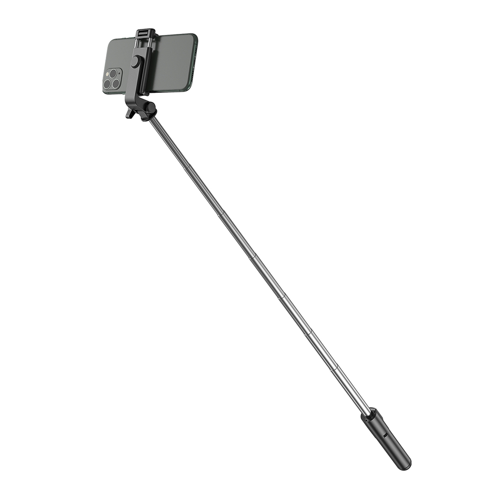 Selfie lazdelė WHS1Y teleskopinis trikojis 1 m su telefono laikikiu – juoda