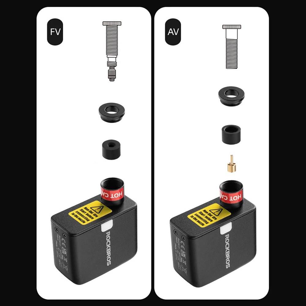 Rockbros 42320008001 Mini elektrinė dviračio pompa Schrader / Presta vožtuvams 100PSI - juoda