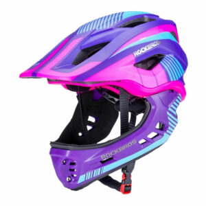 Rockbros TT-32SBPP-M vaiko dviračio šalmas su nuimama barne, dydis M - violetinė-rožinė
