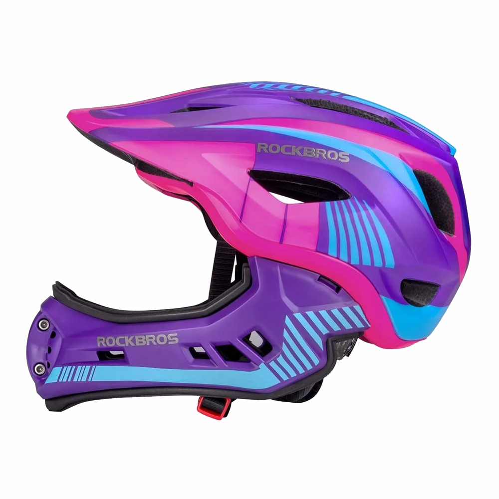Rockbros TT-32SBPP-M vaiko dviračio šalmas su nuimama barne, dydis M - violetinė-rožinė