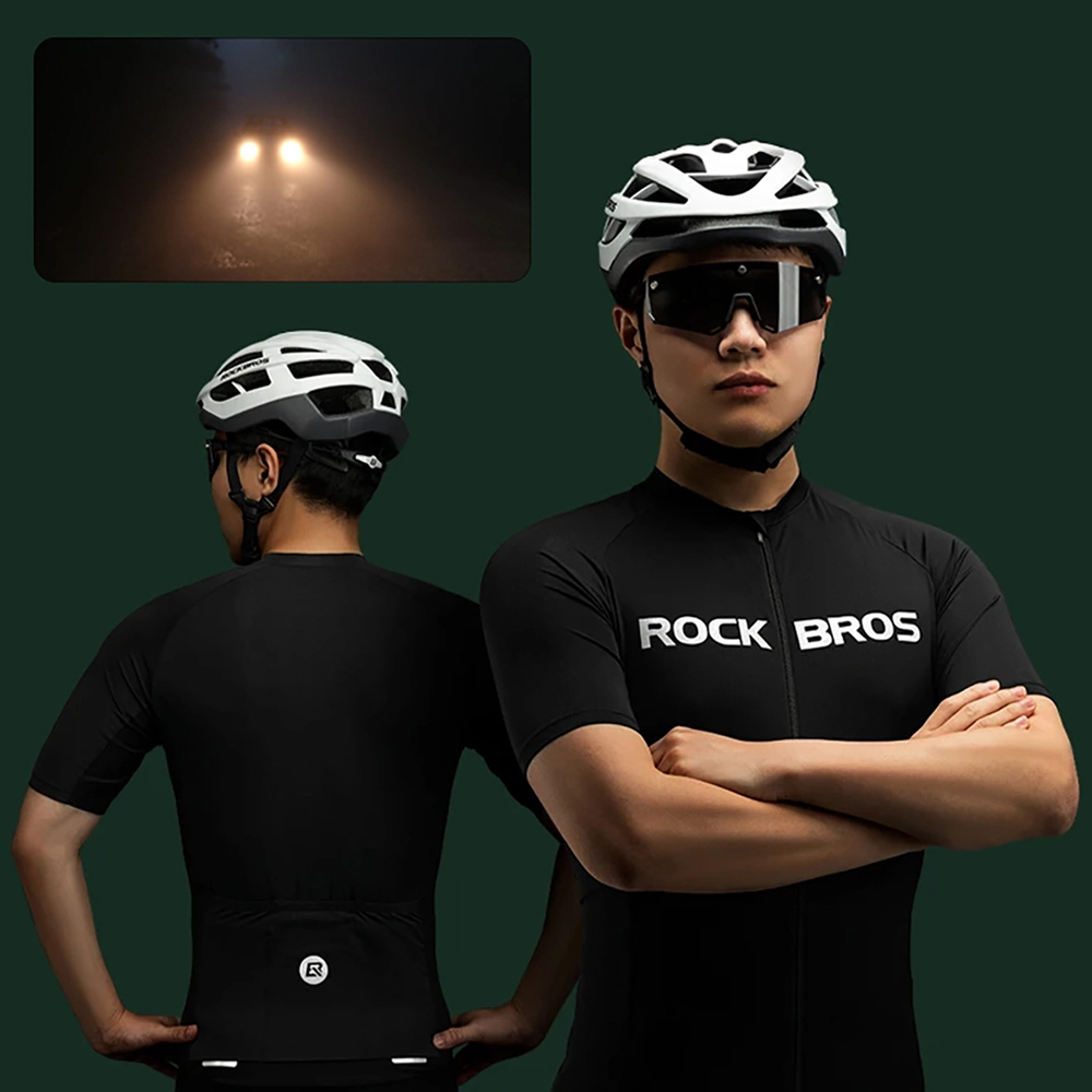 Rockbros 15120002003 trumpomis rankovėmis dviračio marškinėliai L - juodi