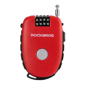 Rockbros 32420981001 dviračio spyna su grįžtamuoju kabeliu - raudona