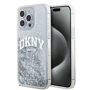 DKNY Liquid Glitter Big Logo dėklas iPhone 15 Pro – baltas