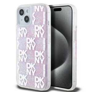 DKNY Liquid Glitter dėklas iPhone 15/14/13 – rožinis