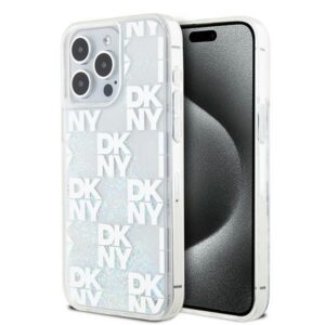 DKNY Liquid Glitter Multilogo dėklas iPhone 15 Pro Max – rožinis