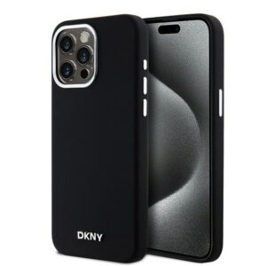 DKNY silikoninis MagSafe dėklas iPhone 14 Pro Max – juodas