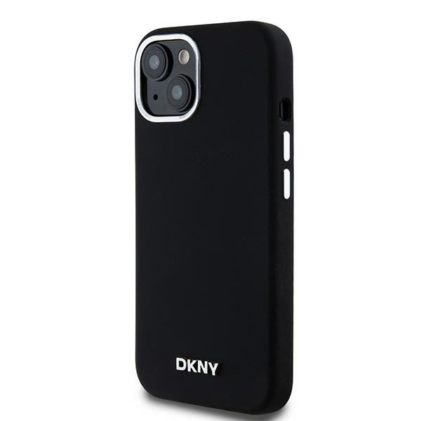 DKNY silikoninis MagSafe dėklas iPhone 15 Plus/14 Plus – juodas