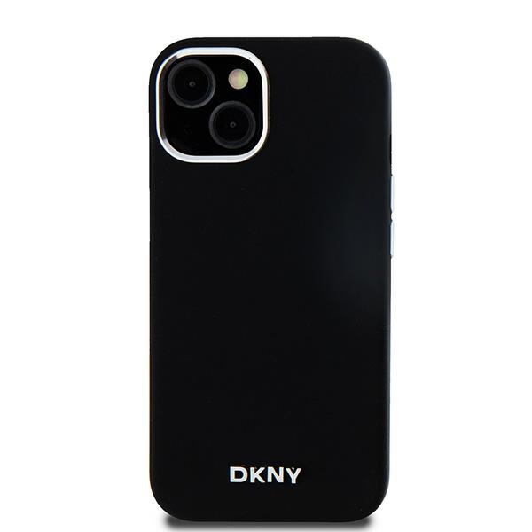 DKNY silikoninis MagSafe dėklas iPhone 15 Plus/14 Plus – juodas