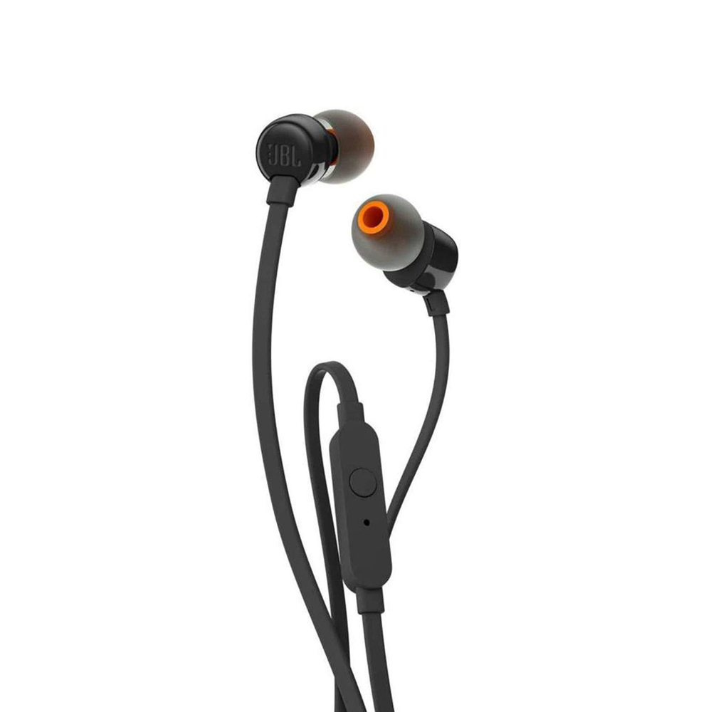 JBL Tune 110 į ausis įdedamos ausinės su 3,5 mm mini lizdu ir nuotolinio valdymo pulteliu – juodos