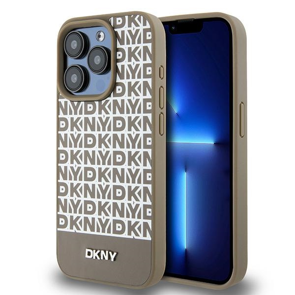 DKNY MagSafe dėklas iPhone 15 Pro – rudas