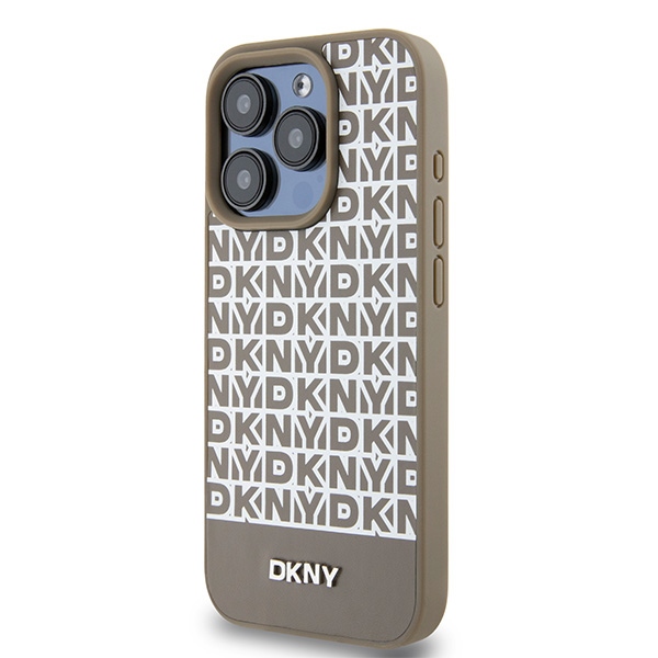 DKNY MagSafe dėklas iPhone 15 Pro – rudas