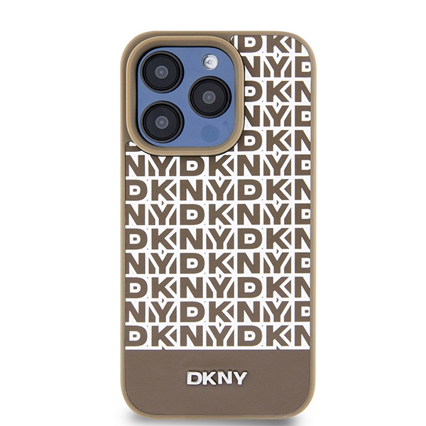 DKNY MagSafe dėklas iPhone 15 Pro – rudas