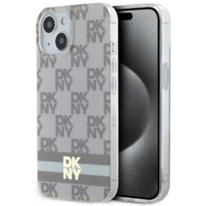 DKNY MagSafe dėklas iPhone 15 Plus / 14 Plus – smėlinis
