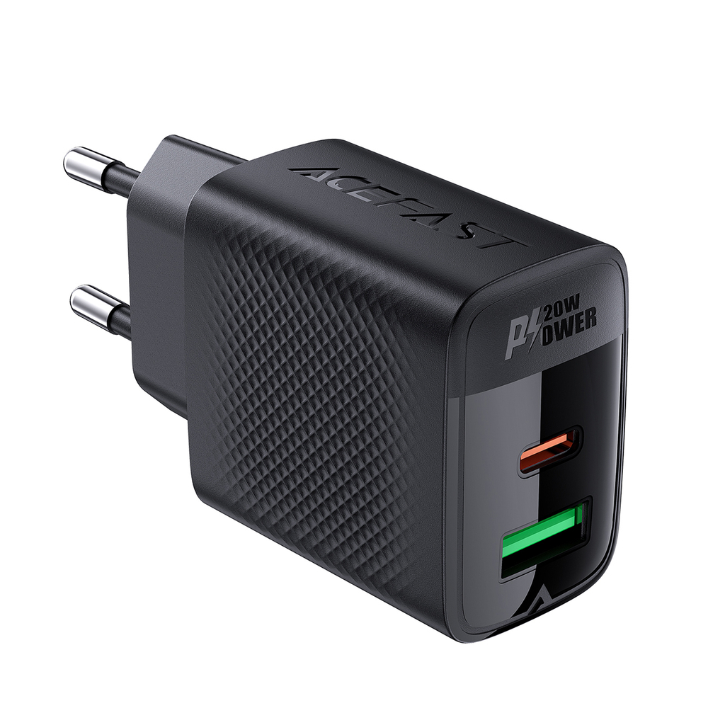 Acefast A78 GaN USB-A / USB-C PD 20W tinklo įkroviklis - juodas