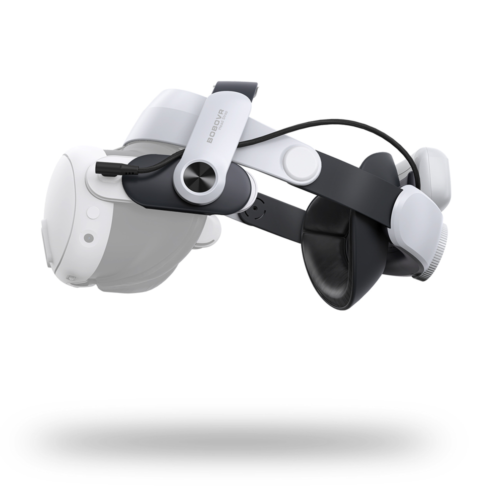 BoboVR M3 Pro dirželis Meta Quest 3 VR akiniai su BoboVR B2 baterija - juoda ir balta