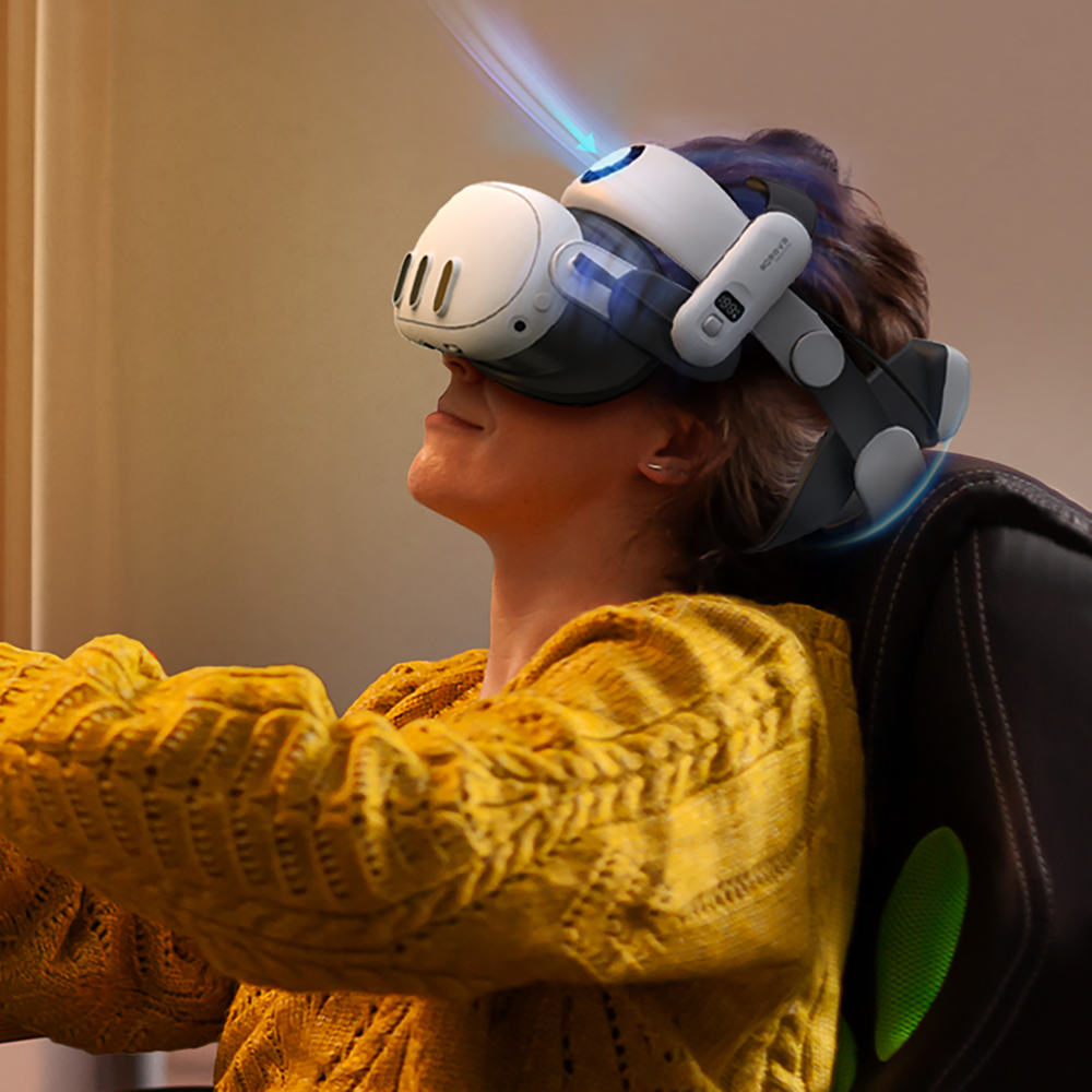 BoboVR S3 Pro dirželis Meta Quest 3 VR ausinėms + B100 išorinė baterija – juoda ir balta