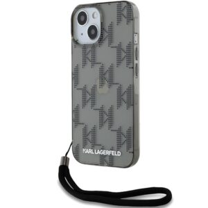 Karl Lagerfeld dėklas iPhone 15/14/13 6.1 – juodas su virvute