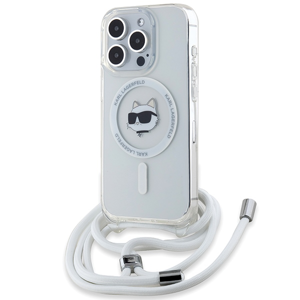 Karl Lagerfeld IML Choupette Head & Cord MagSafe dėklas, skirtas iPhone 14 Pro - skaidrus