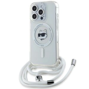 Karl Lagerfeld IML Choupette Head & Cord MagSafe dėklas, skirtas iPhone 14 Pro Max - skaidrus