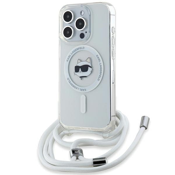 Karl Lagerfeld IML Choupette Head & Cord MagSafe dėklas, skirtas iPhone 14 Pro Max - skaidrus