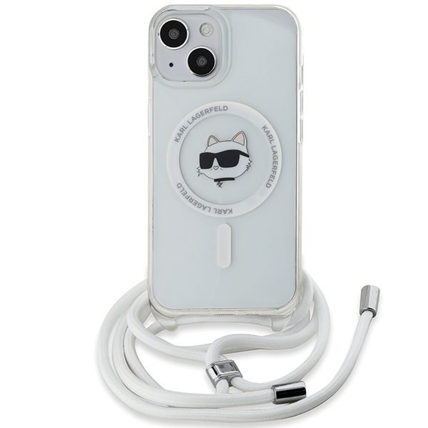 Karl Lagerfeld IML Choupette Head&Cord MagSafe dėklas, skirtas iPhone 15 / 14 / 13 - skaidrus