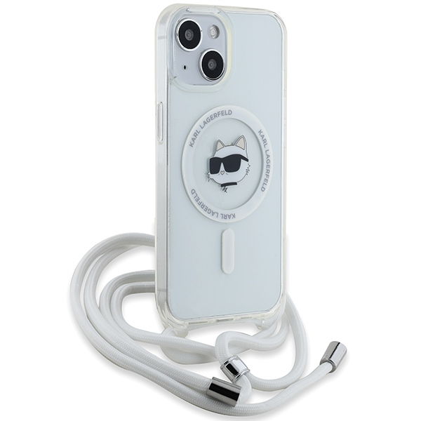 Karl Lagerfeld IML Choupette Head&Cord MagSafe dėklas, skirtas iPhone 15 / 14 / 13 - skaidrus