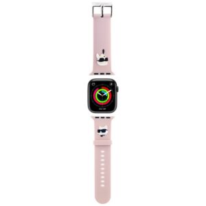 Karl Lagerfeld 3D guminis Karl&Choupette Heads dirželis Apple Watch 42/44/45/49mm – rožinis