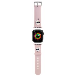 Karl Lagerfeld 3D guminis Karl&Choupette Heads dirželis Apple Watch 38/40/41mm - rožinis