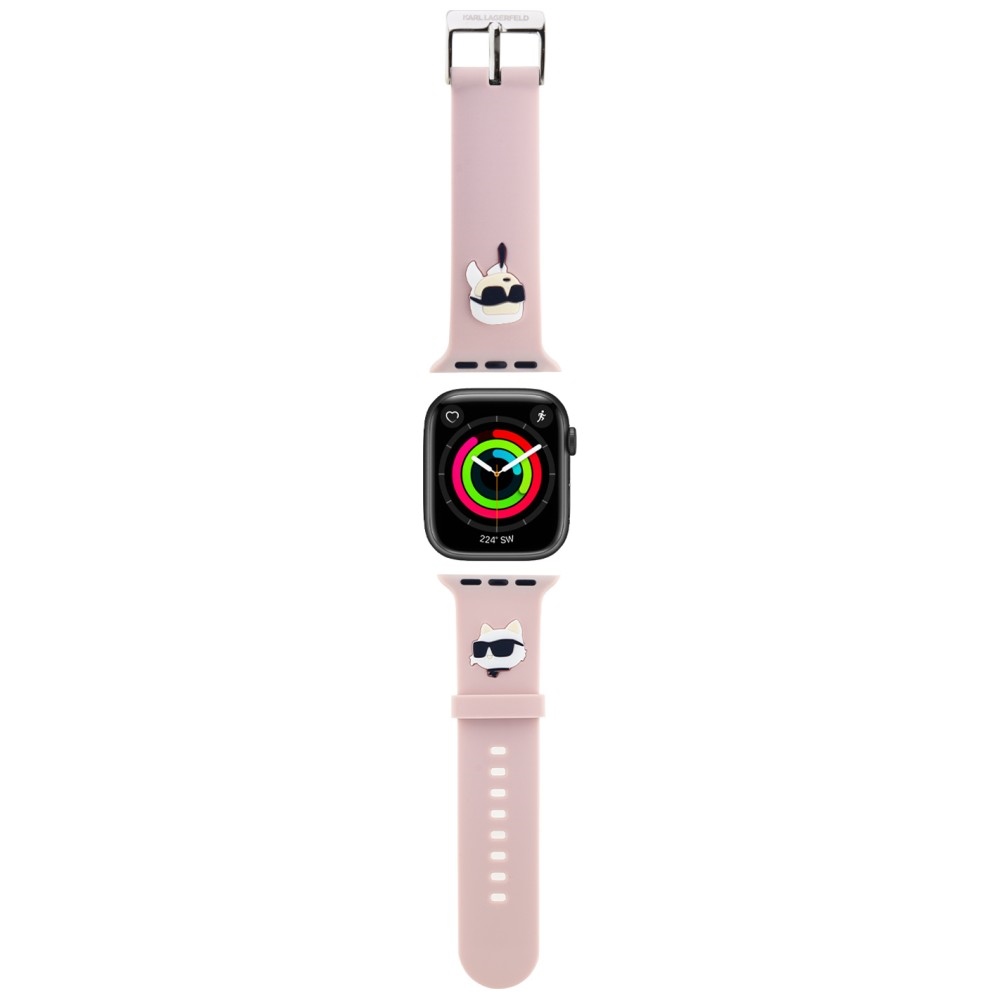 Karl Lagerfeld 3D guminis Karl&Choupette Heads dirželis Apple Watch 38/40/41mm - rožinis