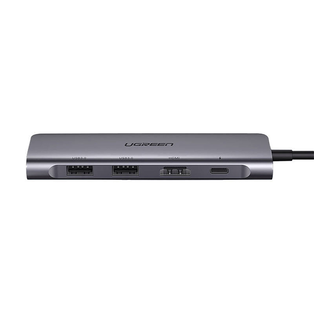 Ugreen CM195 6in1 adapteris USB-C - HDMI / 2x USB-A 3.0 / USB-C PD / SD / TF skaitytuvas - pilkas