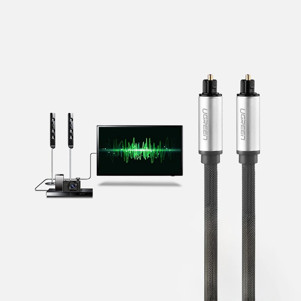 Ugreen AV108 10540 optinis Toslink/SPDIF kabelis 2m - pilkas