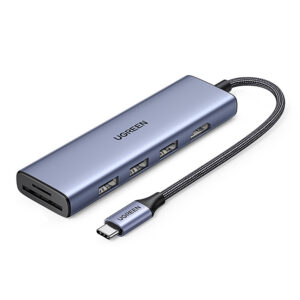 HUB Ugreen CM511 20956A 6in1 USB-C - HDMI / 3x USB-A 3.0 / SD/TF kortelių skaitytuvas - pilkas
