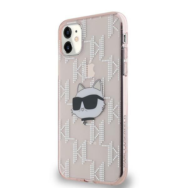 Karl Lagerfeld IML Choupette Head & Monogram dėklas, skirtas iPhone 11 / Xr - rožinis