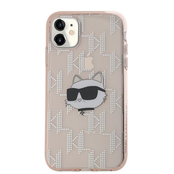 Karl Lagerfeld IML Choupette Head & Monogram dėklas, skirtas iPhone 11 / Xr - rožinis