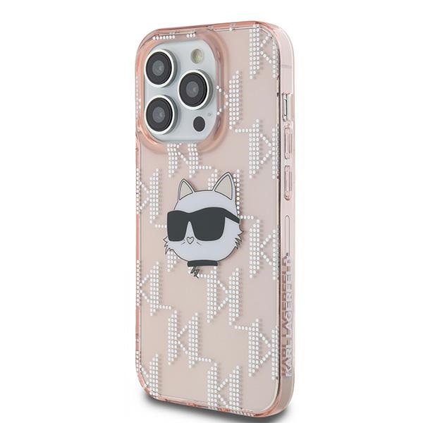 Karl Lagerfeld IML Choupette Head & Monogram dėklas, skirtas iPhone 14 Pro Max - rožinis